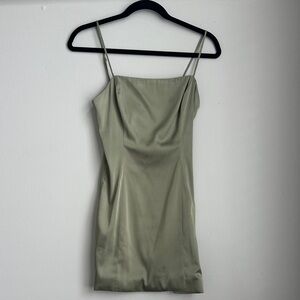Aritzia Silk Olive Green Dress